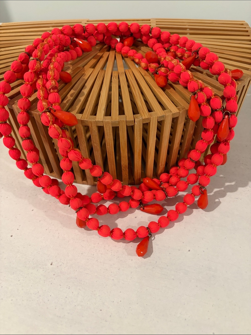 Roberta Roller Rabbit Coral and Orange Bead Wrap Necklace